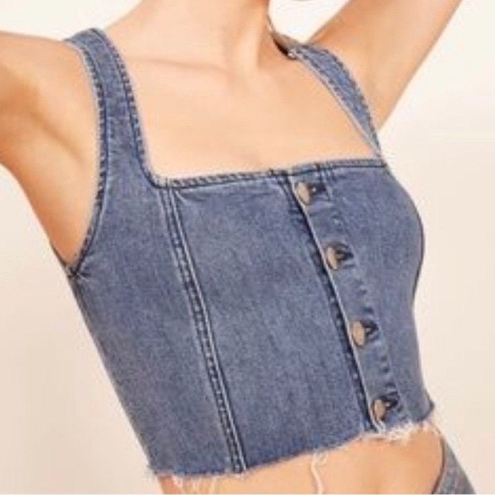Reformation Denim Top Size Small